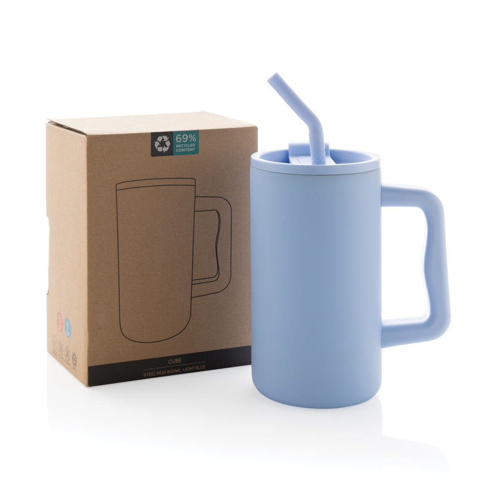 Cube Becher aus RCS recyceltem Stahl 800ml