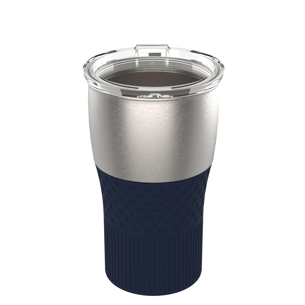 Trinkbecher RETUMBLER-MEZZO - silber, marineblau