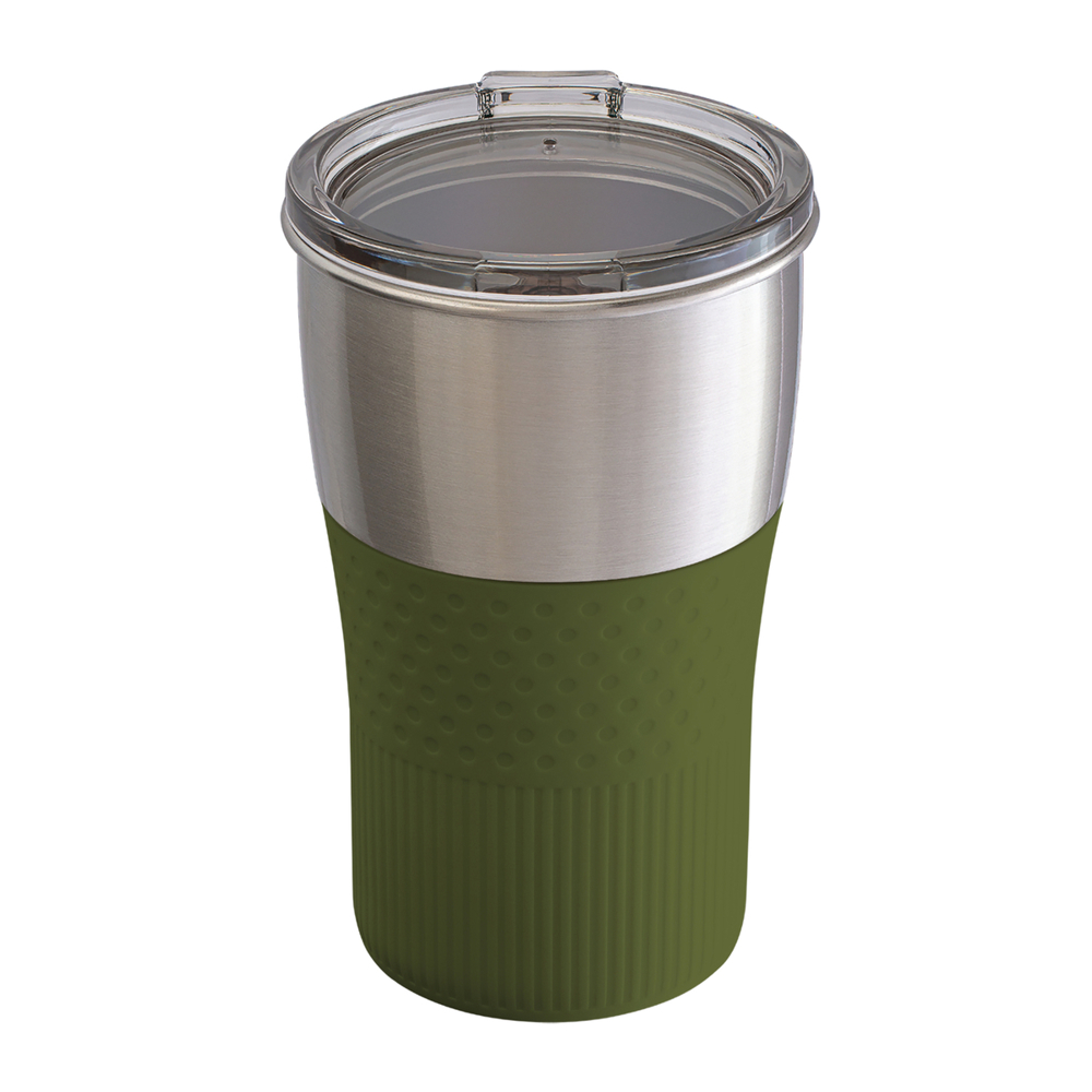 Trinkbecher RETUMBLER-MEZZO - dunkelgrün, silber