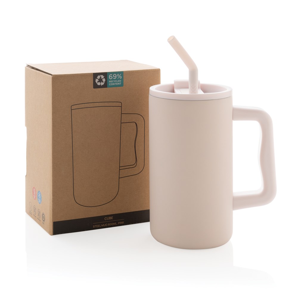 Cube Becher aus RCS recyceltem Stahl 800ml