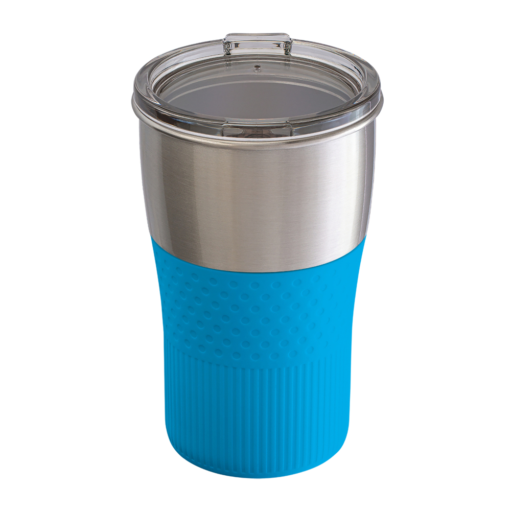 Trinkbecher RETUMBLER-MEZZO - cyan, silber